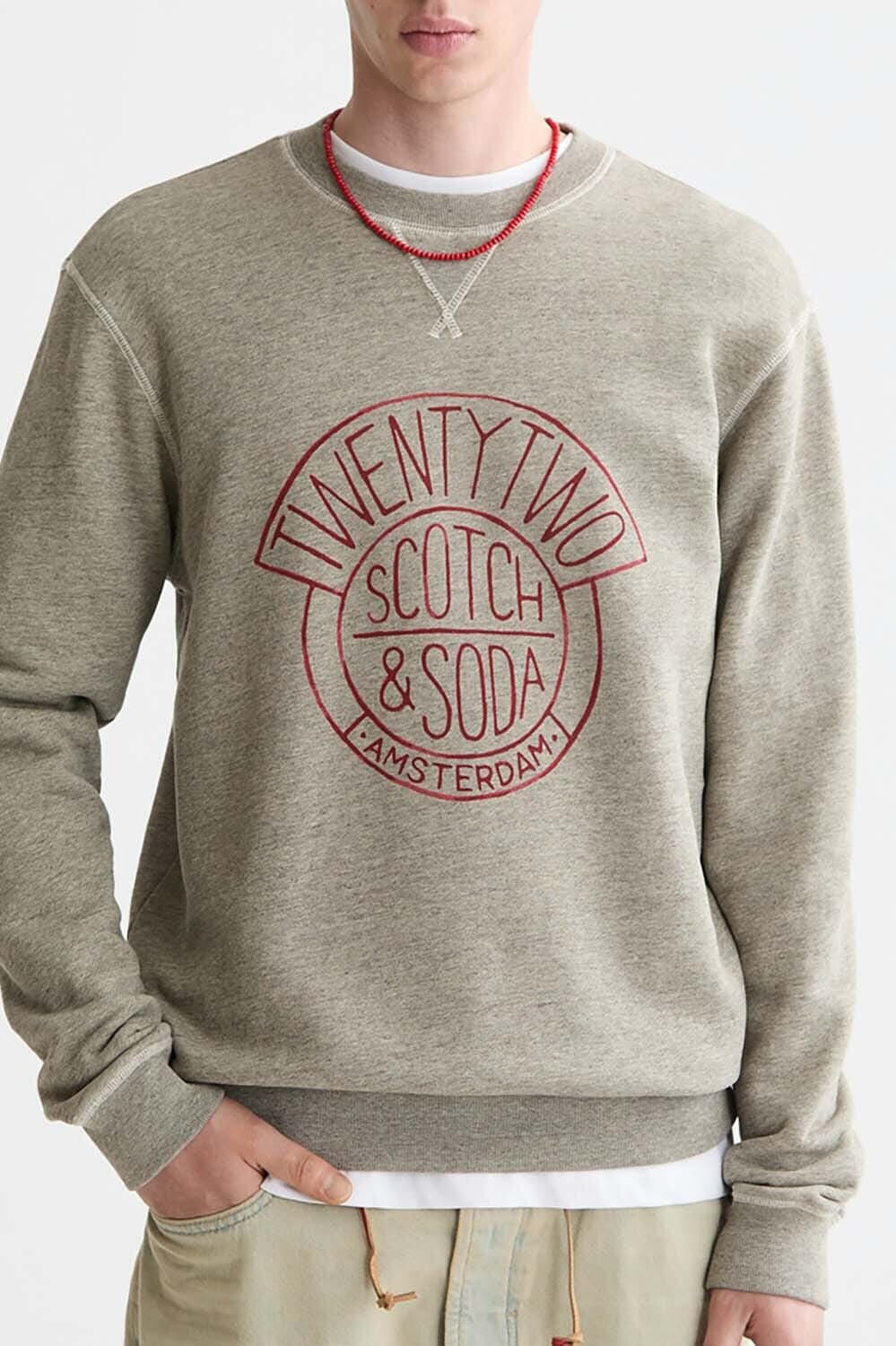 Scotch & Soda Sweater Denim Artwork Grijs