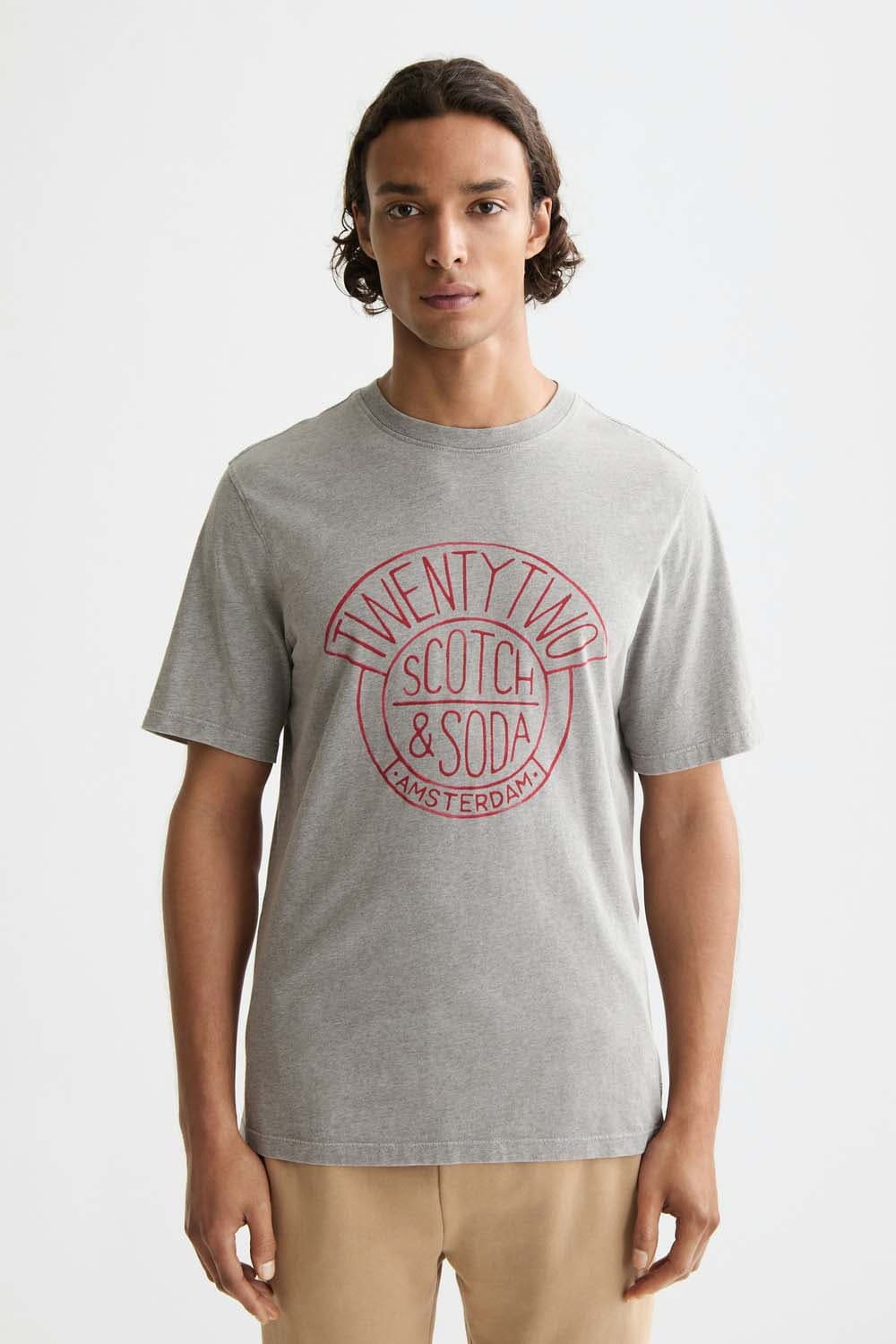 Scotch & Soda T-shirt Denim Artwork Grijs