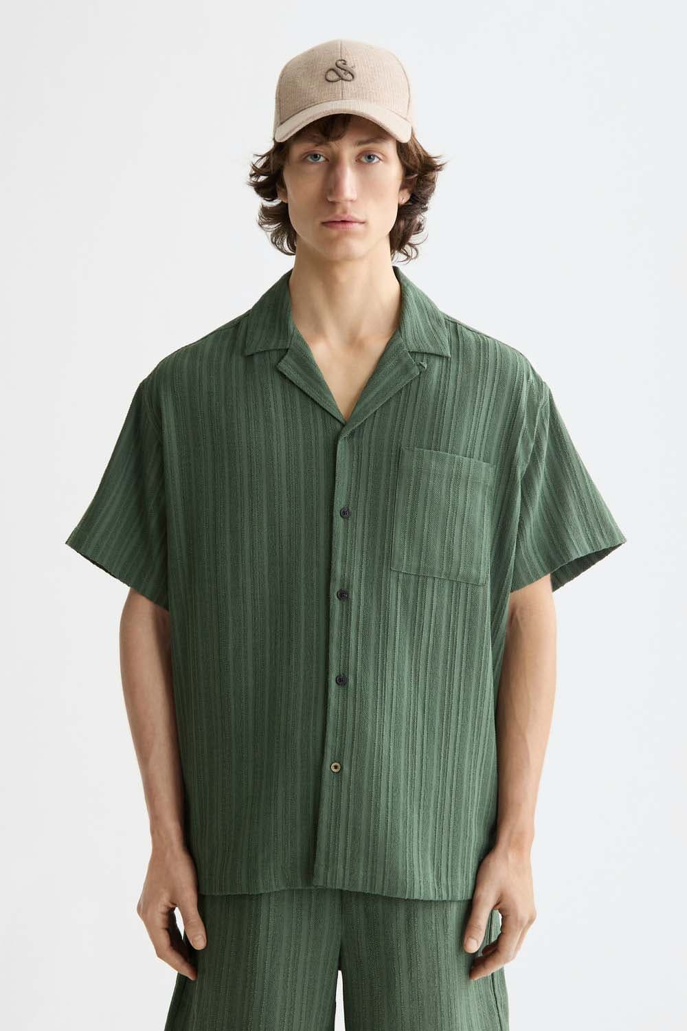 Scotch & Soda Overhemd Tonal-striped Beige