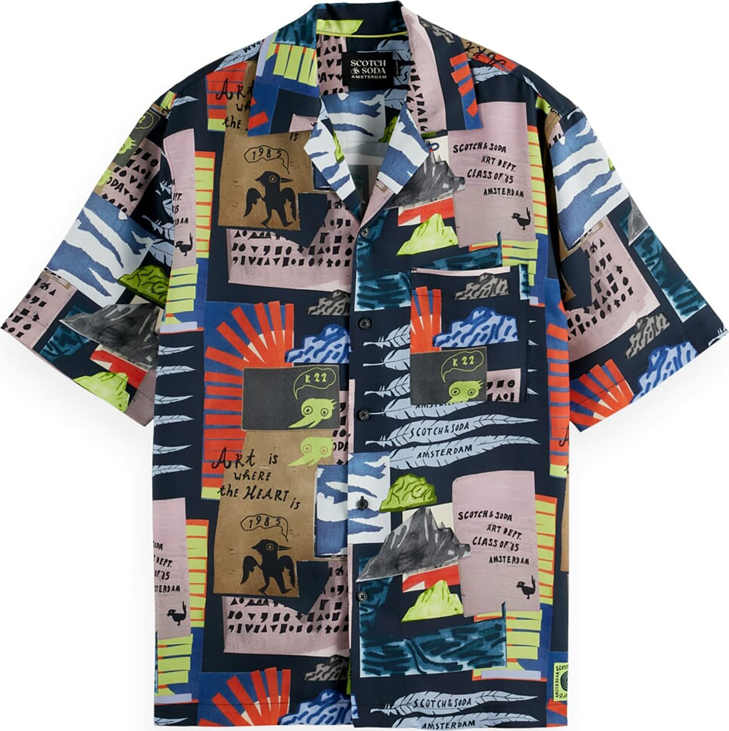 Scotch & Soda Overhemd All-over Printed Zwart