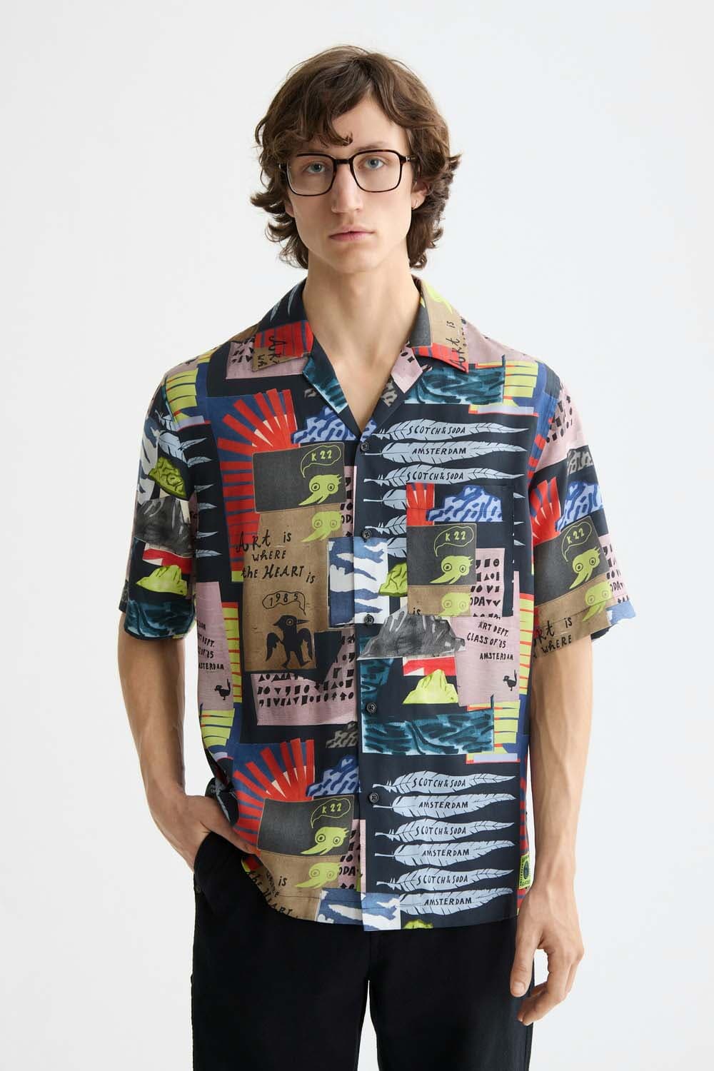 Scotch & Soda Overhemd All-over Printed Zwart
