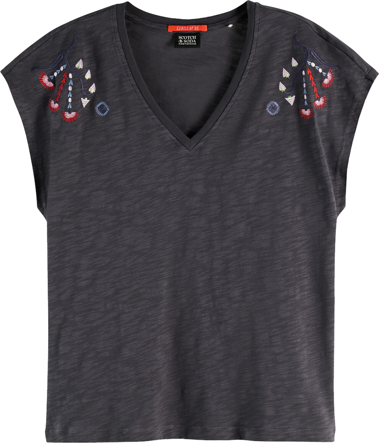 Scotch & Soda T-shirt Embroidered Grijs