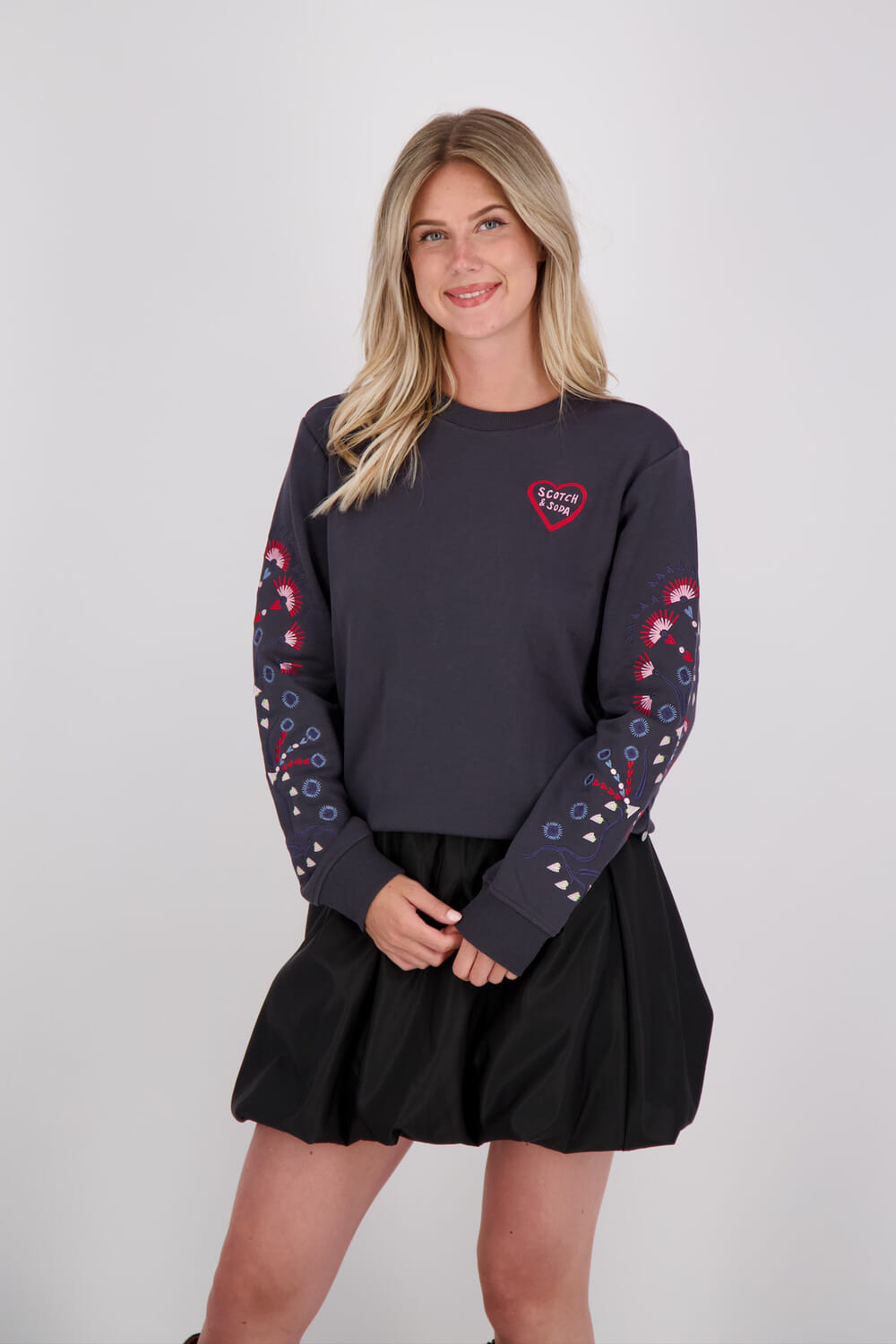 Scotch & Soda Sweater Embroidered Grijs