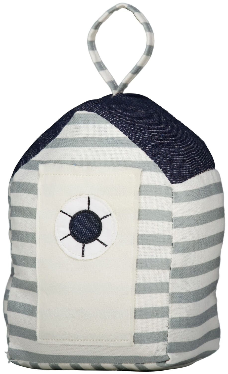 Bomont Collection Door stopper beach house fabric 12x10x18cm blue/wh Blauw