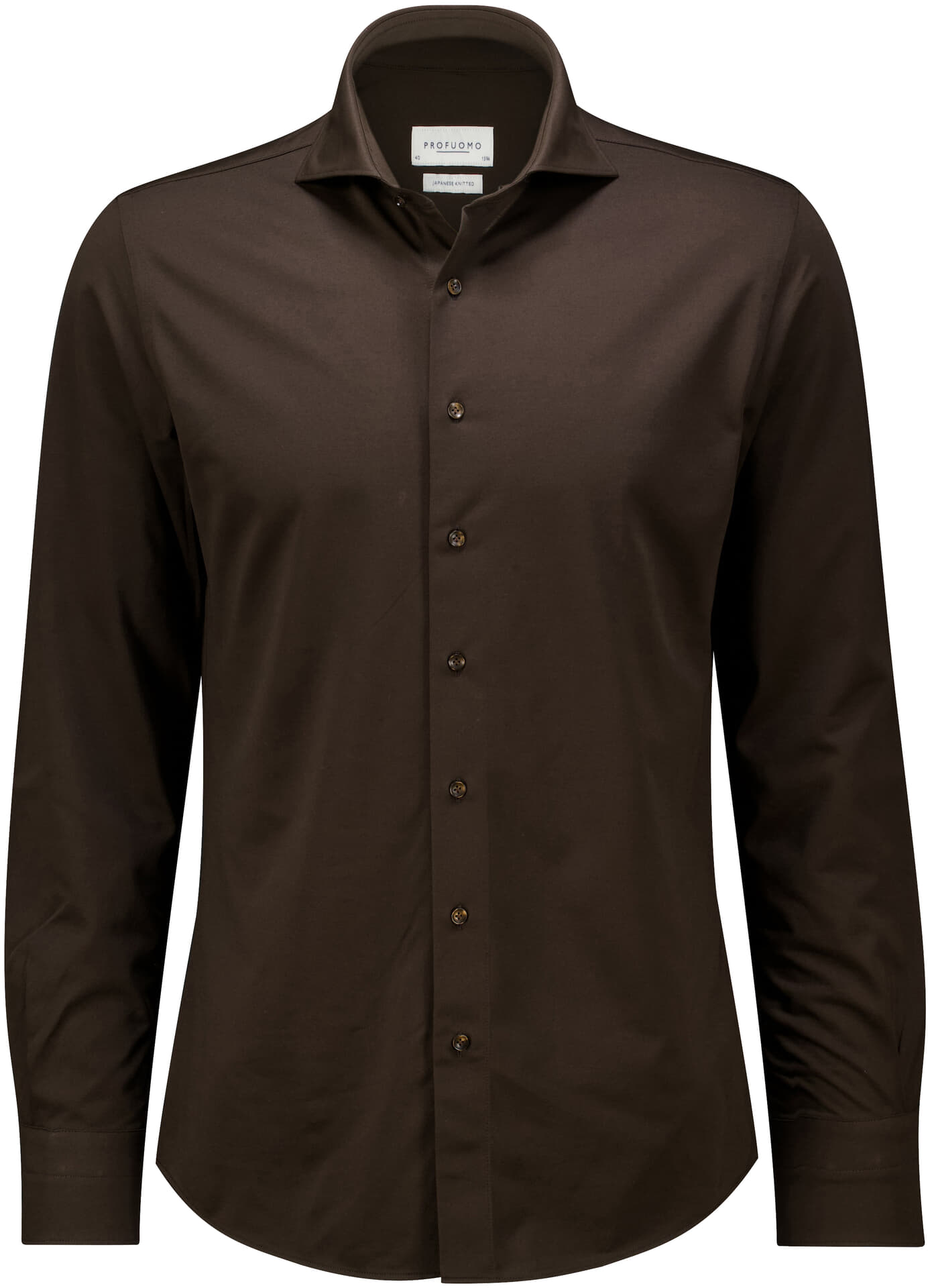 Profuomo Overhemd X-Cutaway Bruin