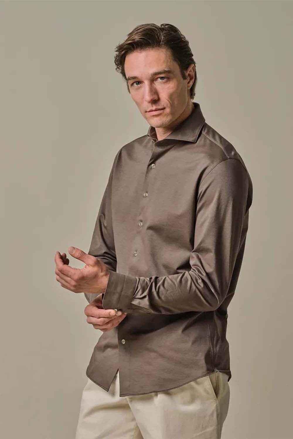 Profuomo Overhemd X-Cutaway Beige