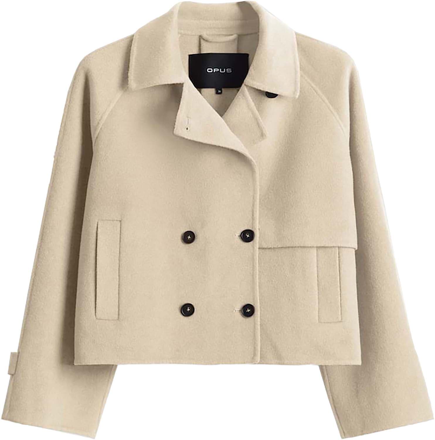 Opus Korte Trench Jas Haili in een moderne wolmix-look Beige