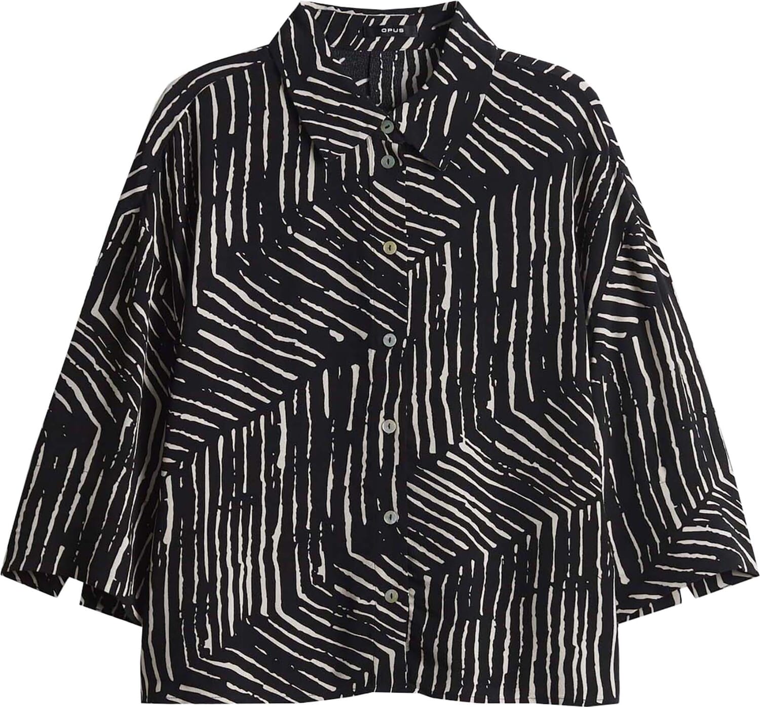 Opus Blouse Fiana palm leaves Zwart