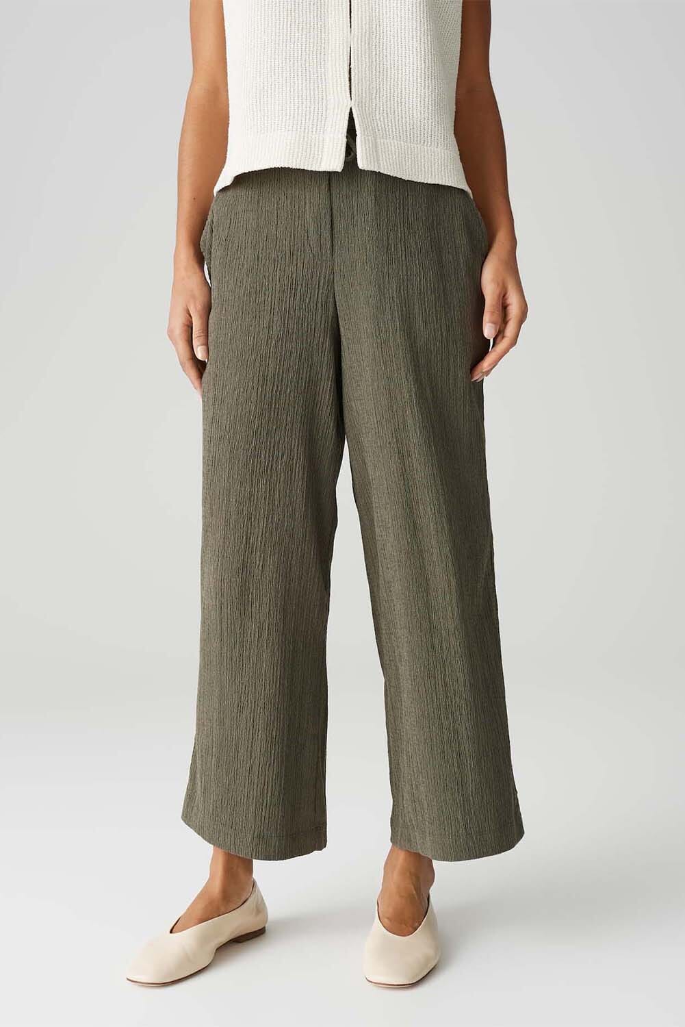 Opus Broek Mileni Crinkle Groen