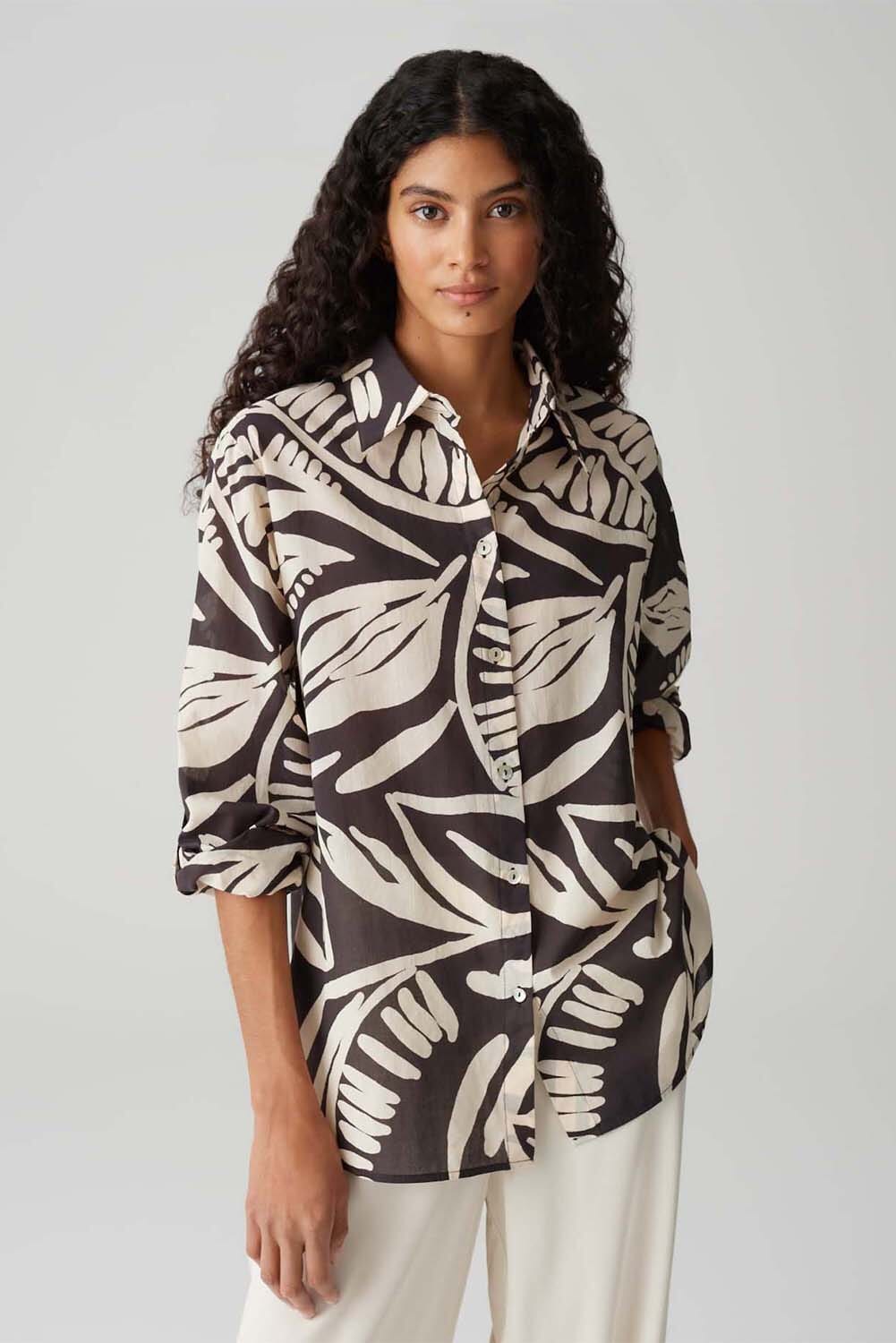 Opus Blouse Fumine Tropical Bruin