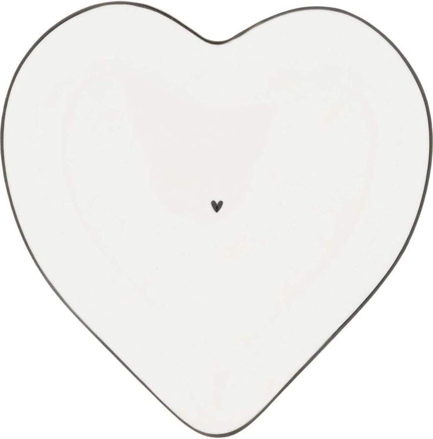 Bastion Collections Bord Heart White/black heart 17.5x18.5cm Wit