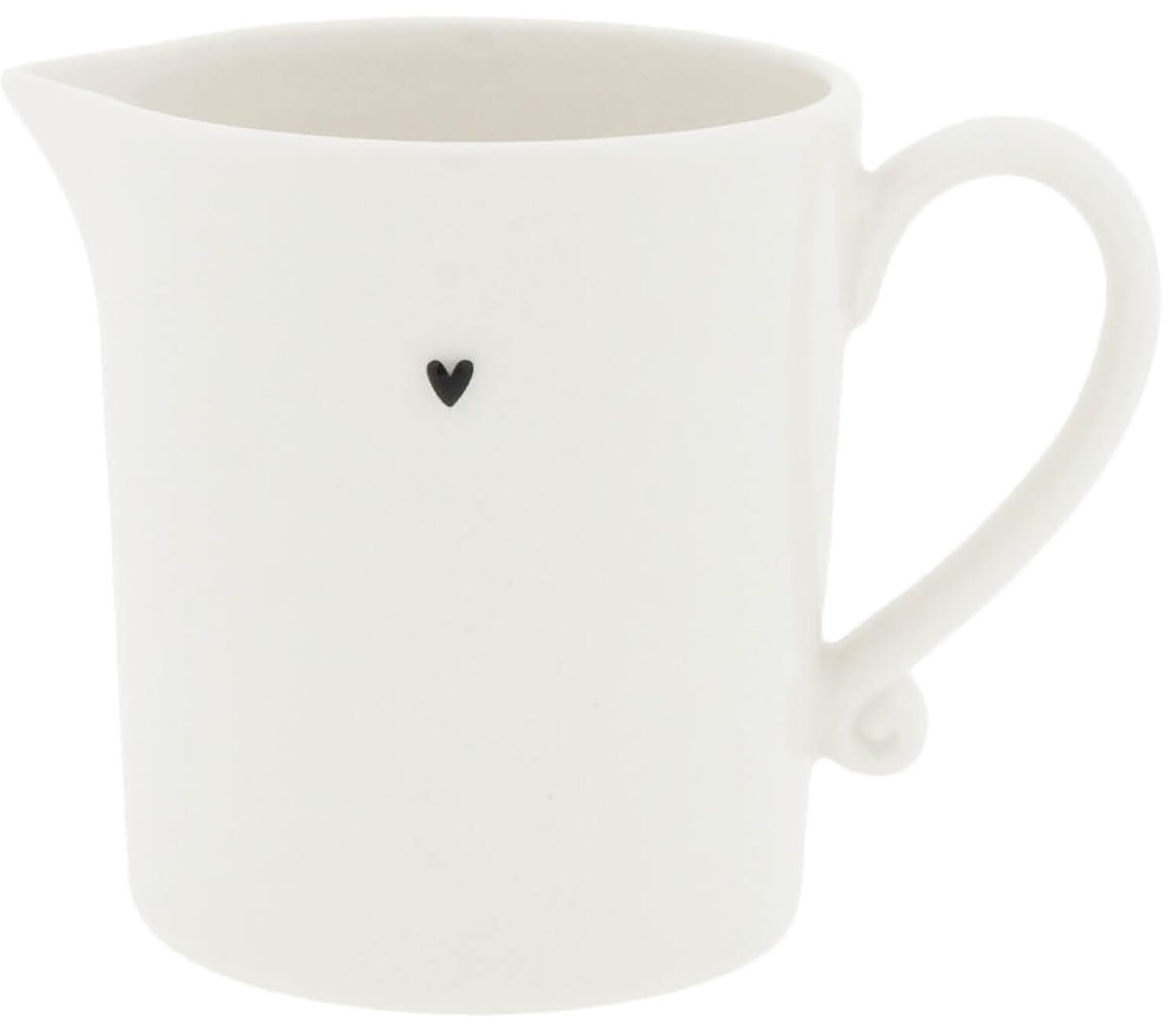 Bastion Collections Jug White/heart in black 8.5x9,5cm 300ml Wit
