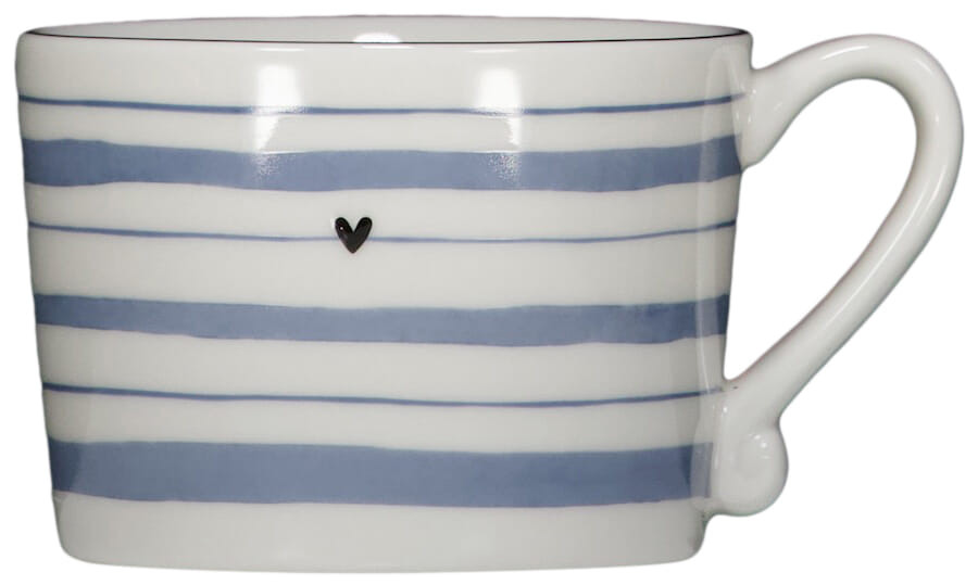 Bastion Collections Cup White/Watercolour Blue Stripes 10x8x7cm Blauw