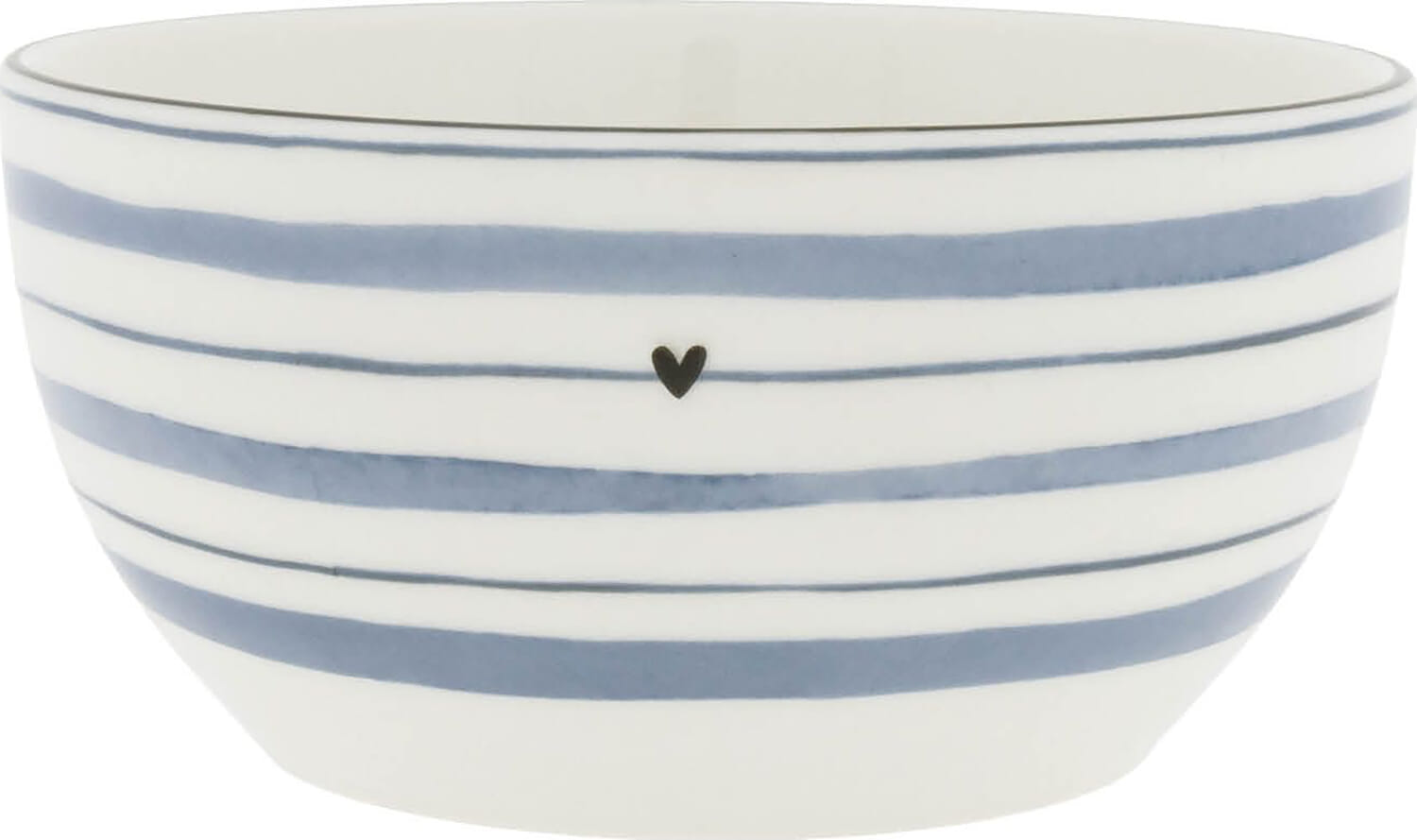 Bastion Collections Bowl White M/ Watercolour Blue Stripes 14x7cm Blauw