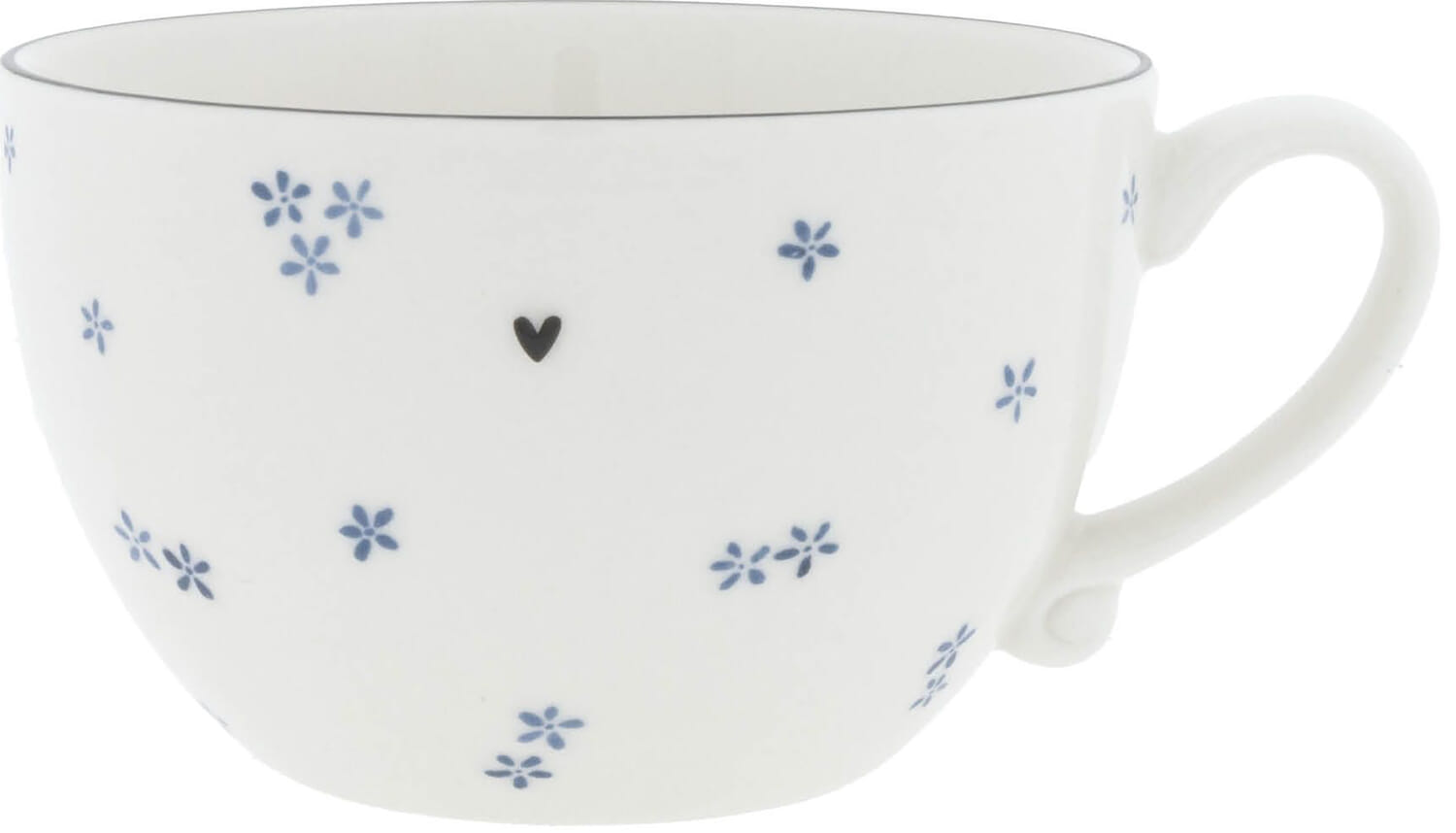 Bastion Collections Soup Bowl White/ Blue Daisies 13x8cm Blauw