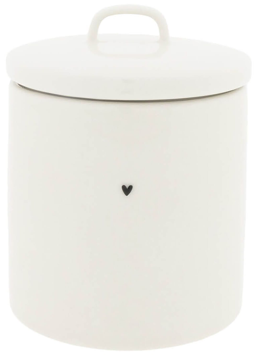 Bastion Collections Jar Medium White/black heart 12x15.5cm Wit