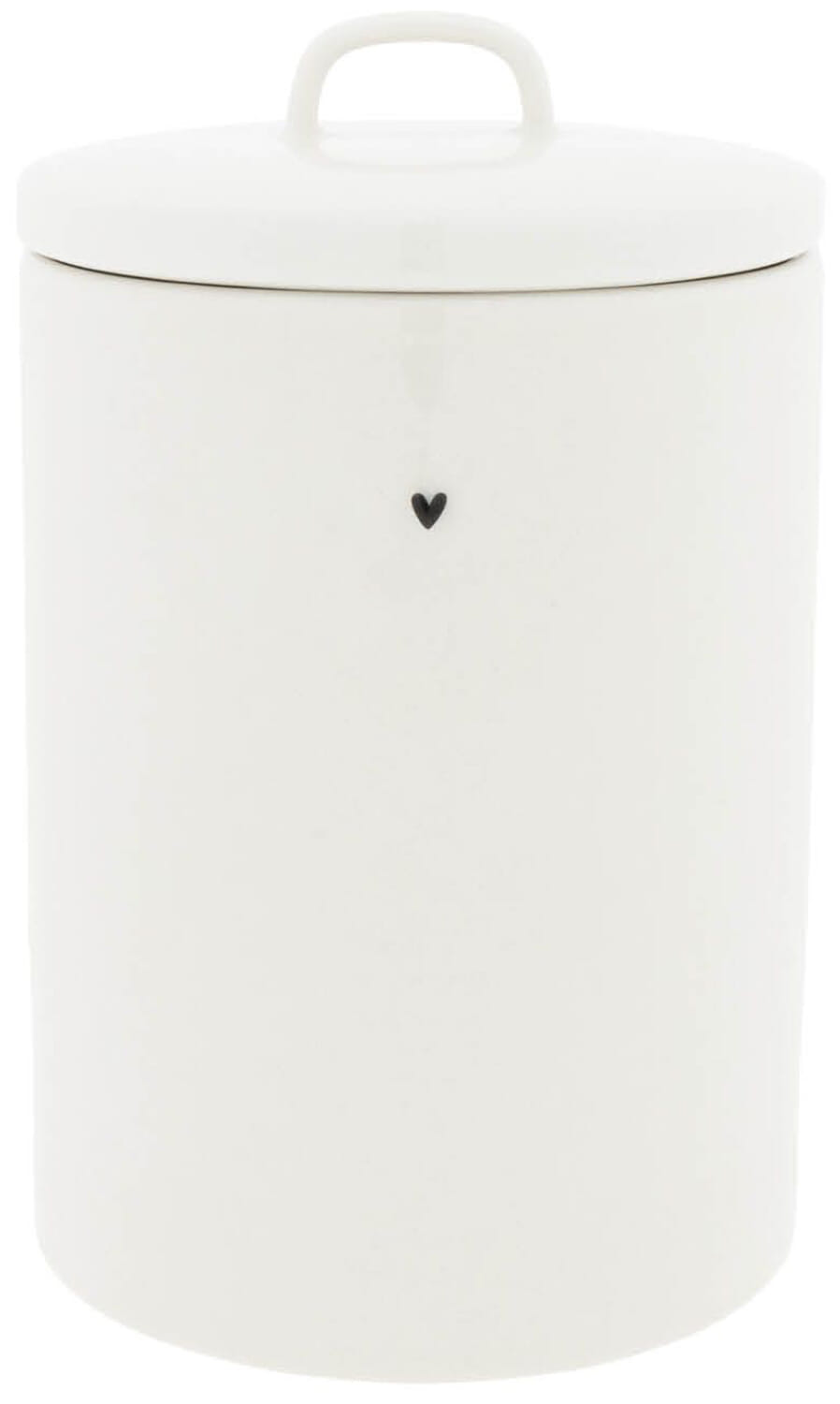 Bastion Collections Jar Large White/Black heart 12x19,5cm Wit