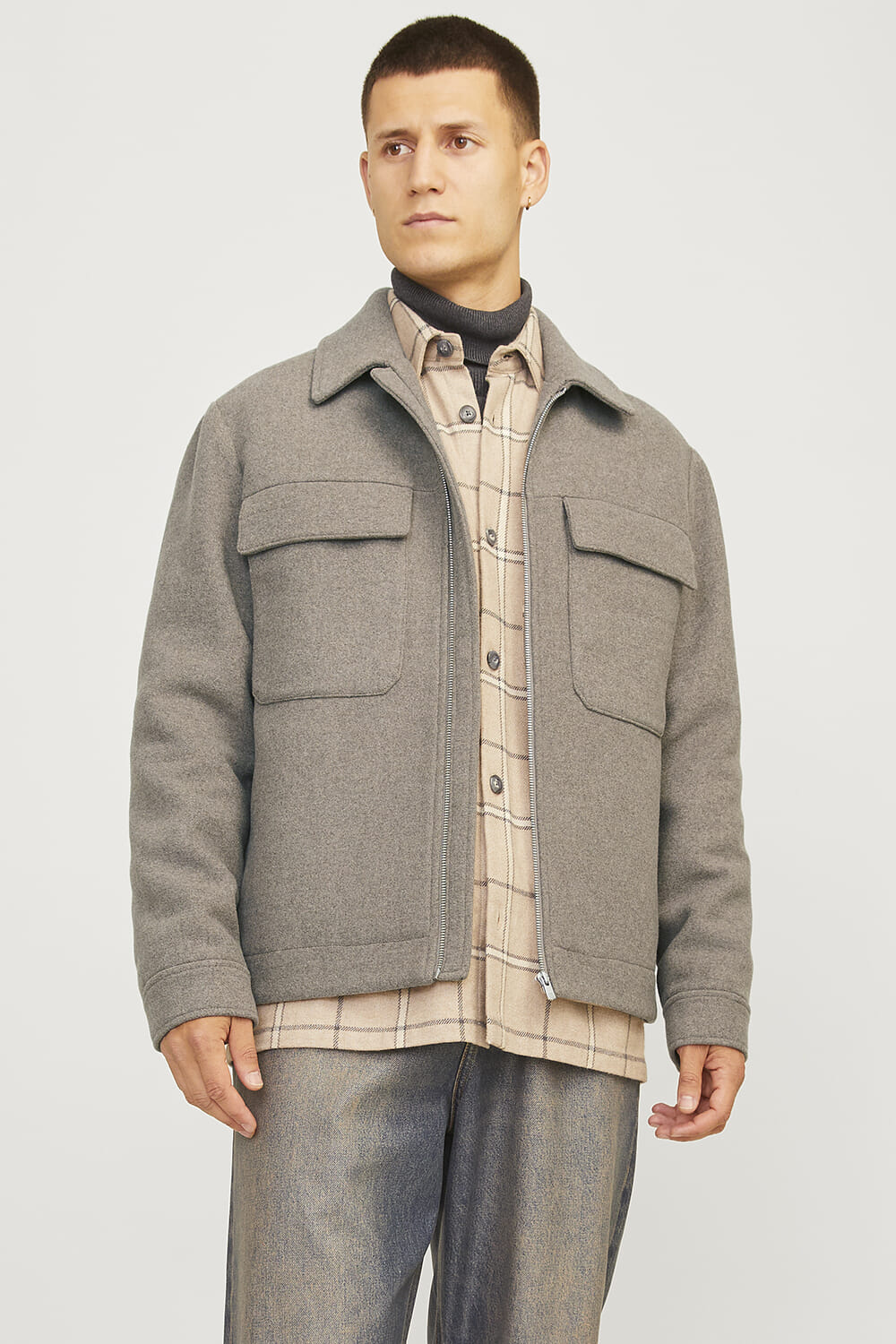 Jack & Jones Wollen Jas Russel Grijs
