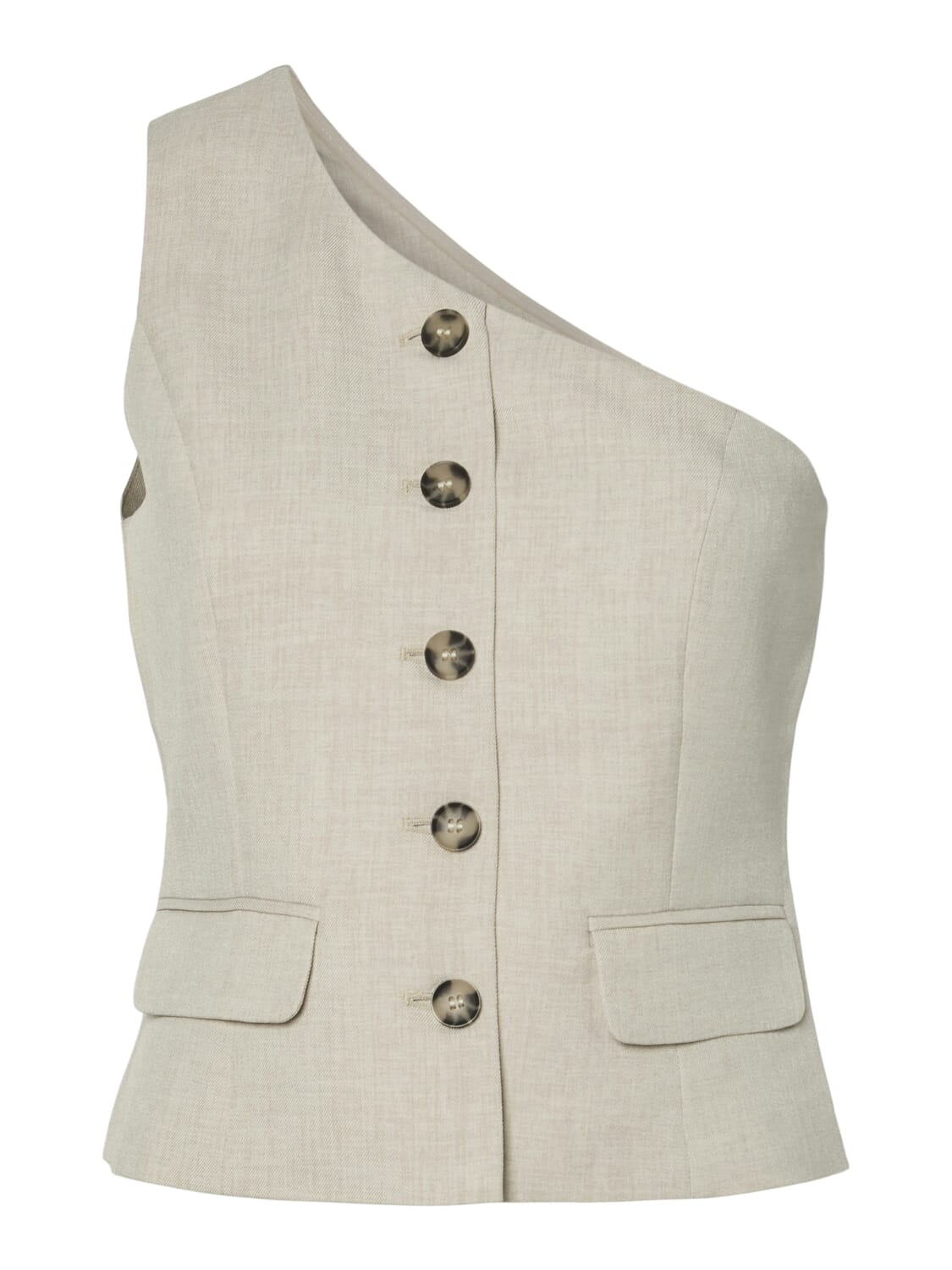 Y.A.S. Gilet Tava One Shoulder Beige