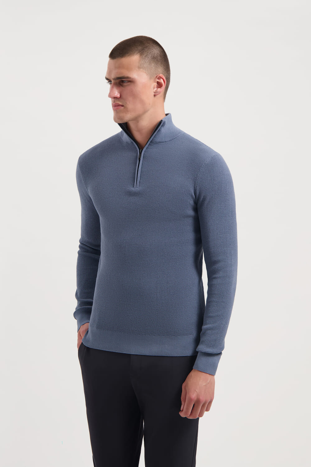 Saint Steve Half-zip Trui Dominic Blauw