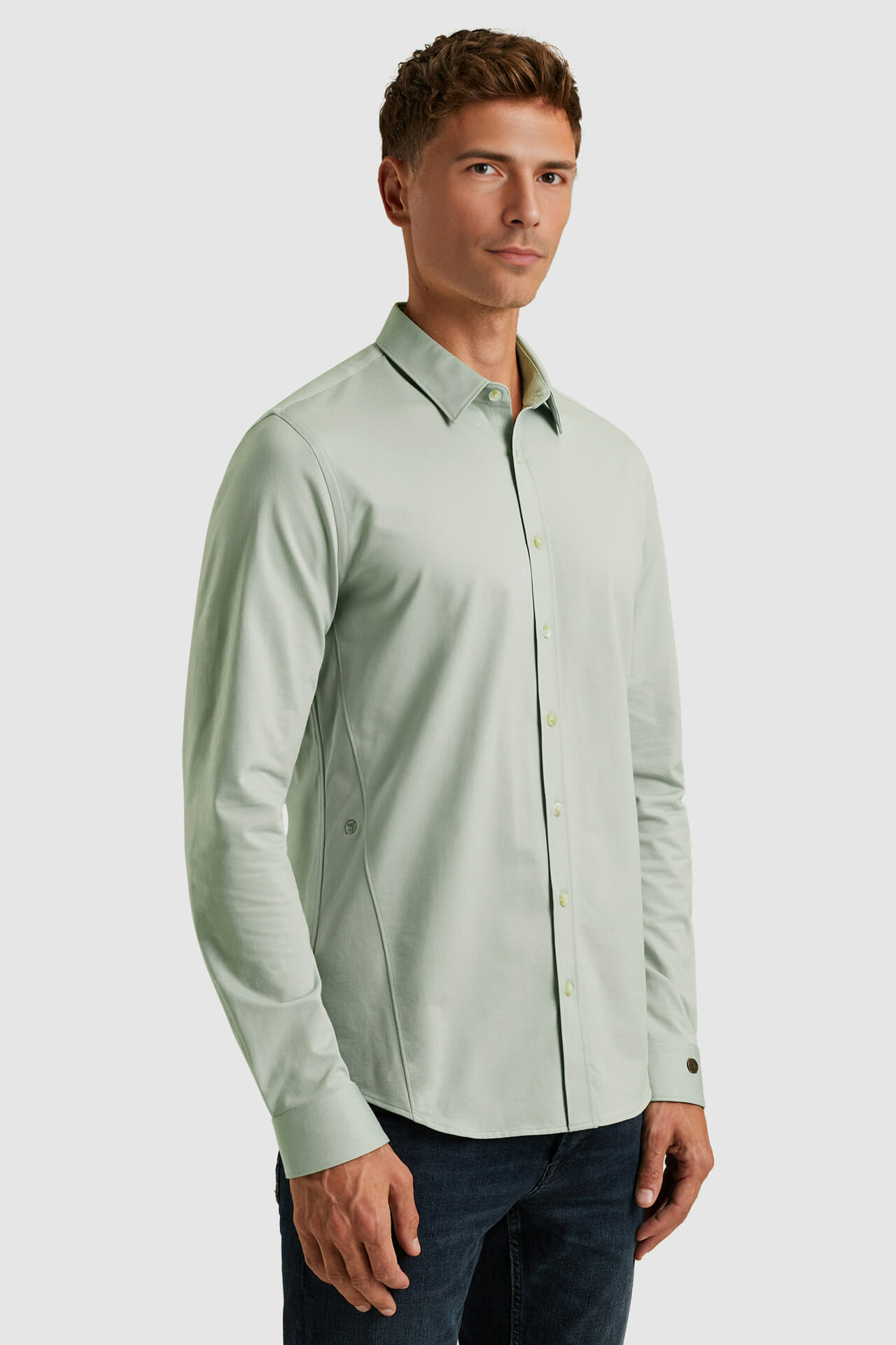 Cast Iron Overhemd Twill Jersey 2 tone Grijs