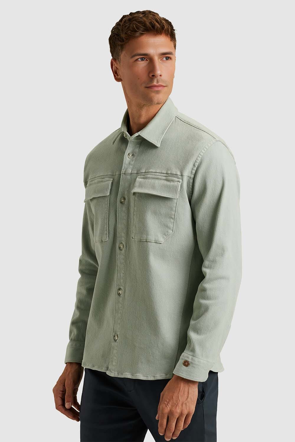 Cast Iron Overhemd Twill Stretch Grijs