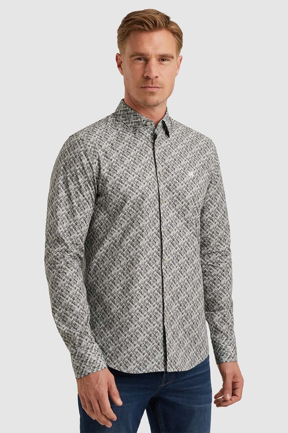 Vanguard Overhemd Printed Tweed Grijs
