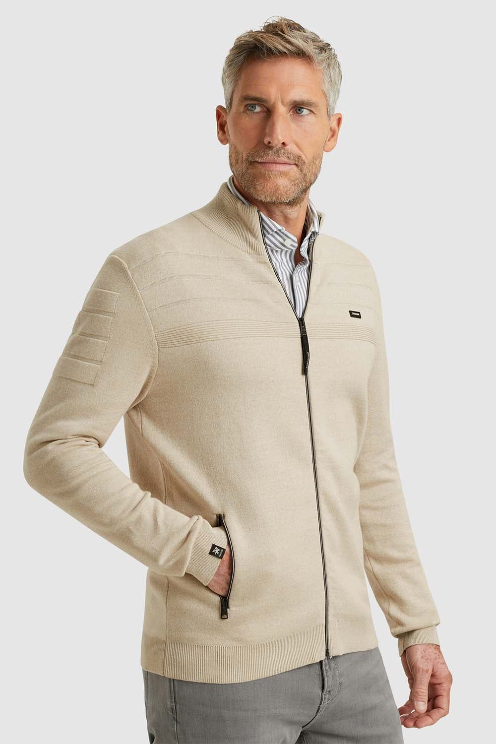 Vanguard Zip jacket cotton bonded mouline Wit