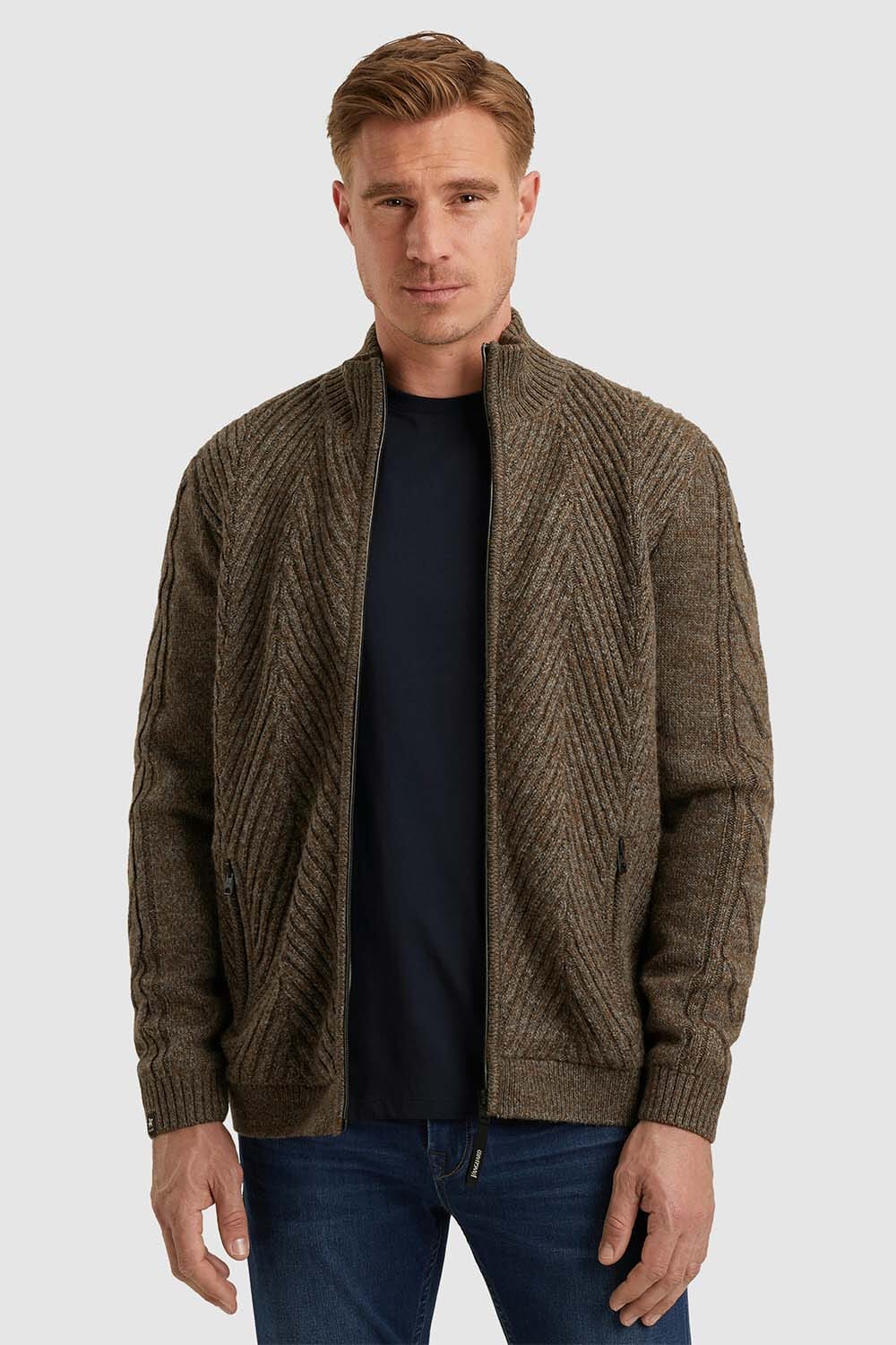 Vanguard Gebreid Vest Ruler Wol Blend Bruin