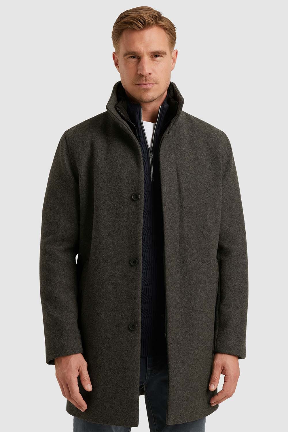Vanguard Wollen Jas Chopro Lang Dense  Grijs