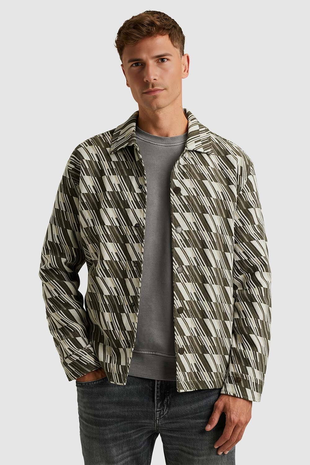 Cast Iron Overhemd Tech Jacquard Grijs