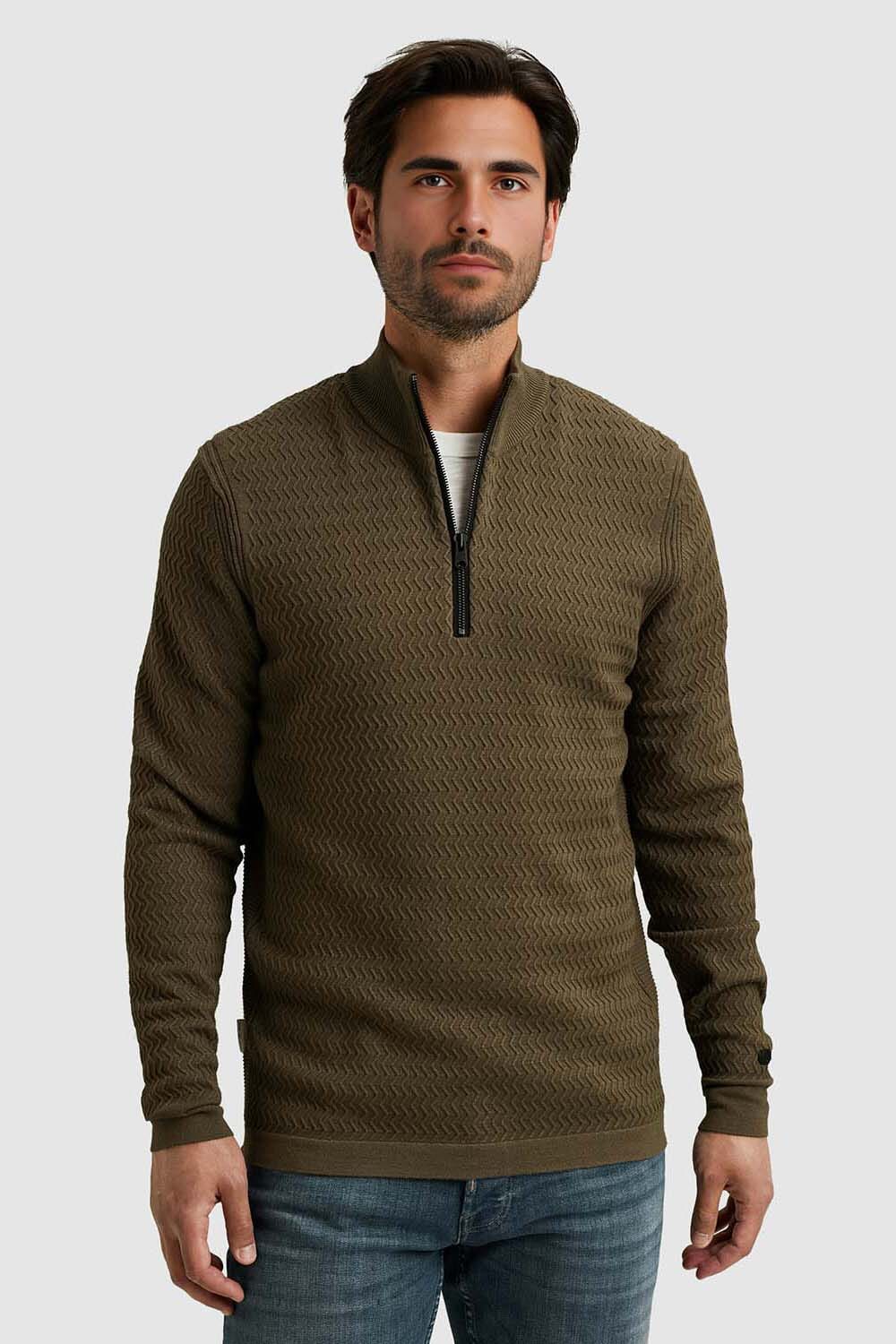 Cast Iron Half-zip Trui  Groen