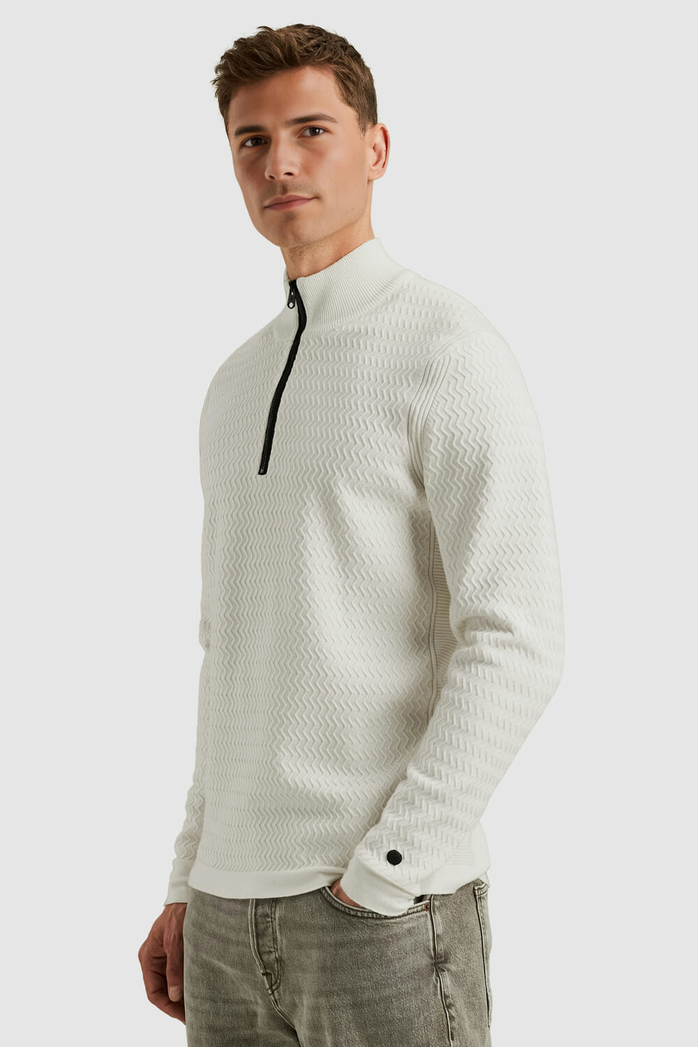 Cast Iron Half-zip Trui ecovero Grijs