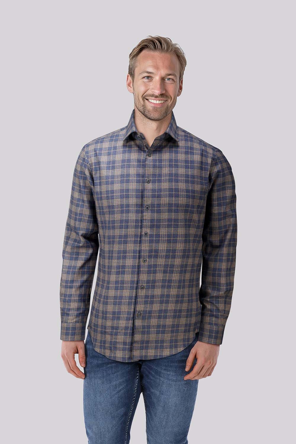 Bomont Overhemd BMT Flanel Check Blauw