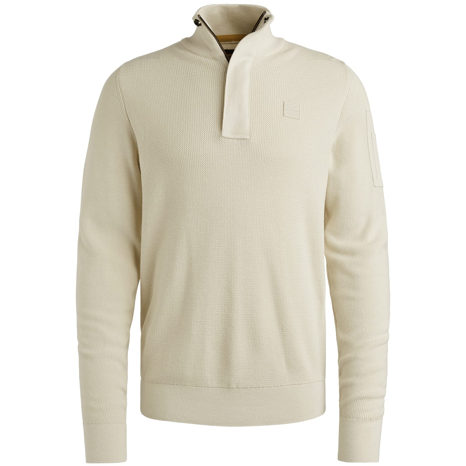Pme Legend Gebreide Half-zip Trui Collar Beige