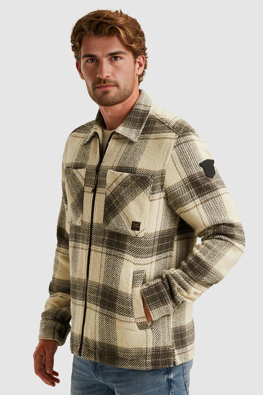 Pme Legend Overhemd Xtreme Heavy Big Check Beige