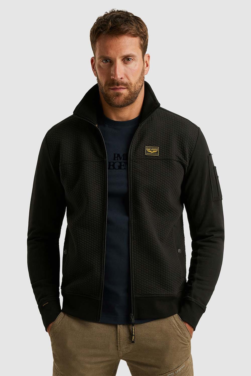 Pme Legend Sweatvest Interlock Jacquard  Zwart