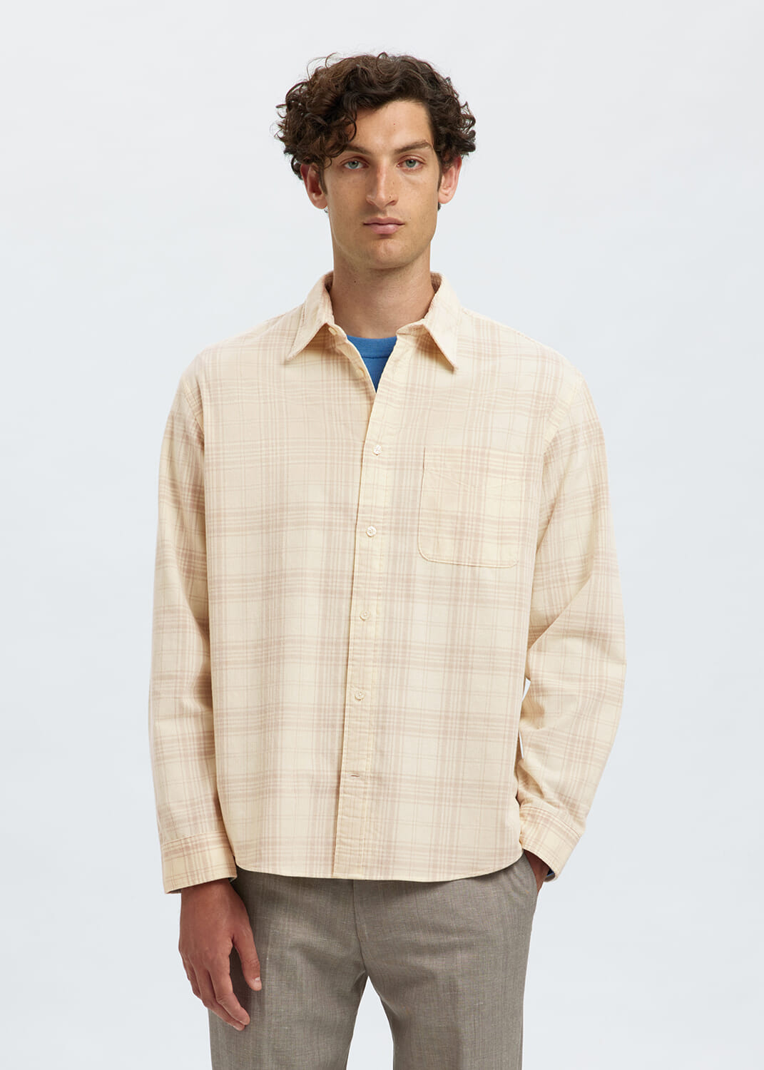 Selected Homme Overhemd Regcord Check Off White