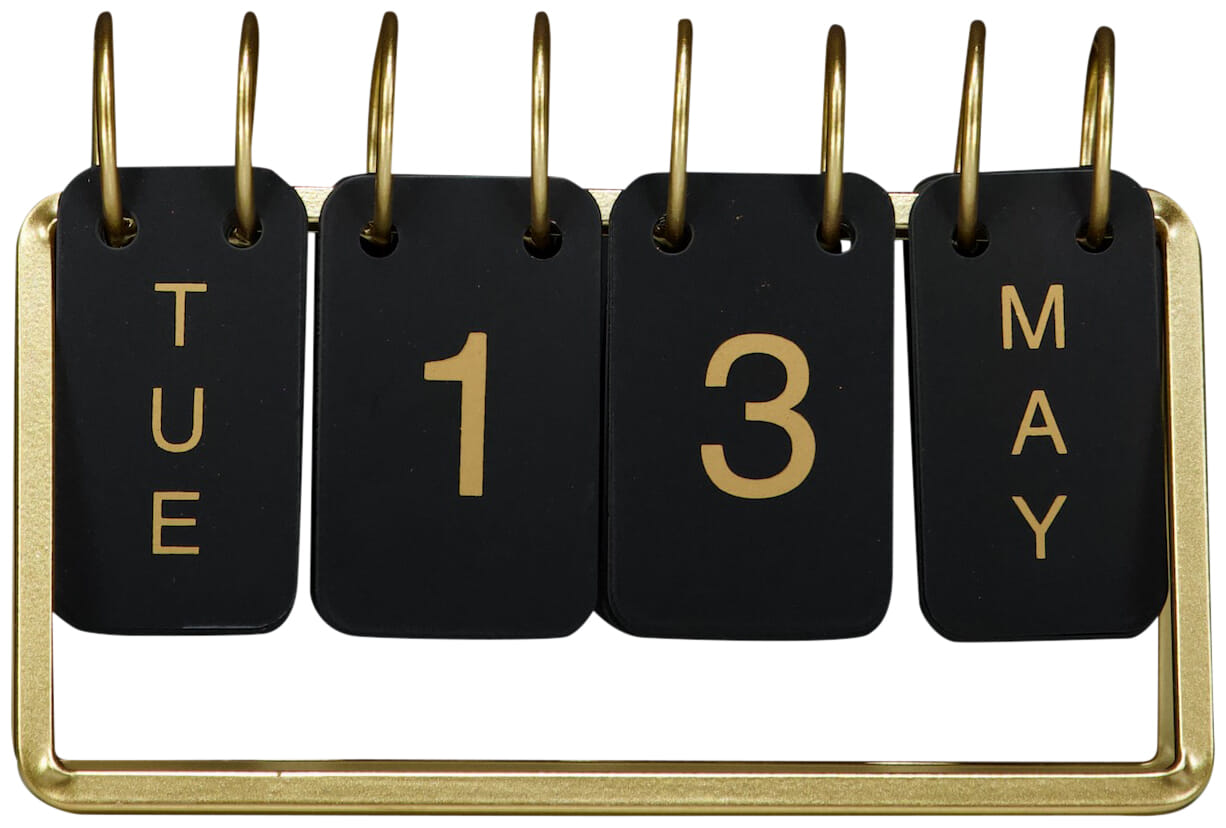 Bomont Collection Bureaukalender 'Date' zwart/goud metaal 18x6x12,5c Zwart