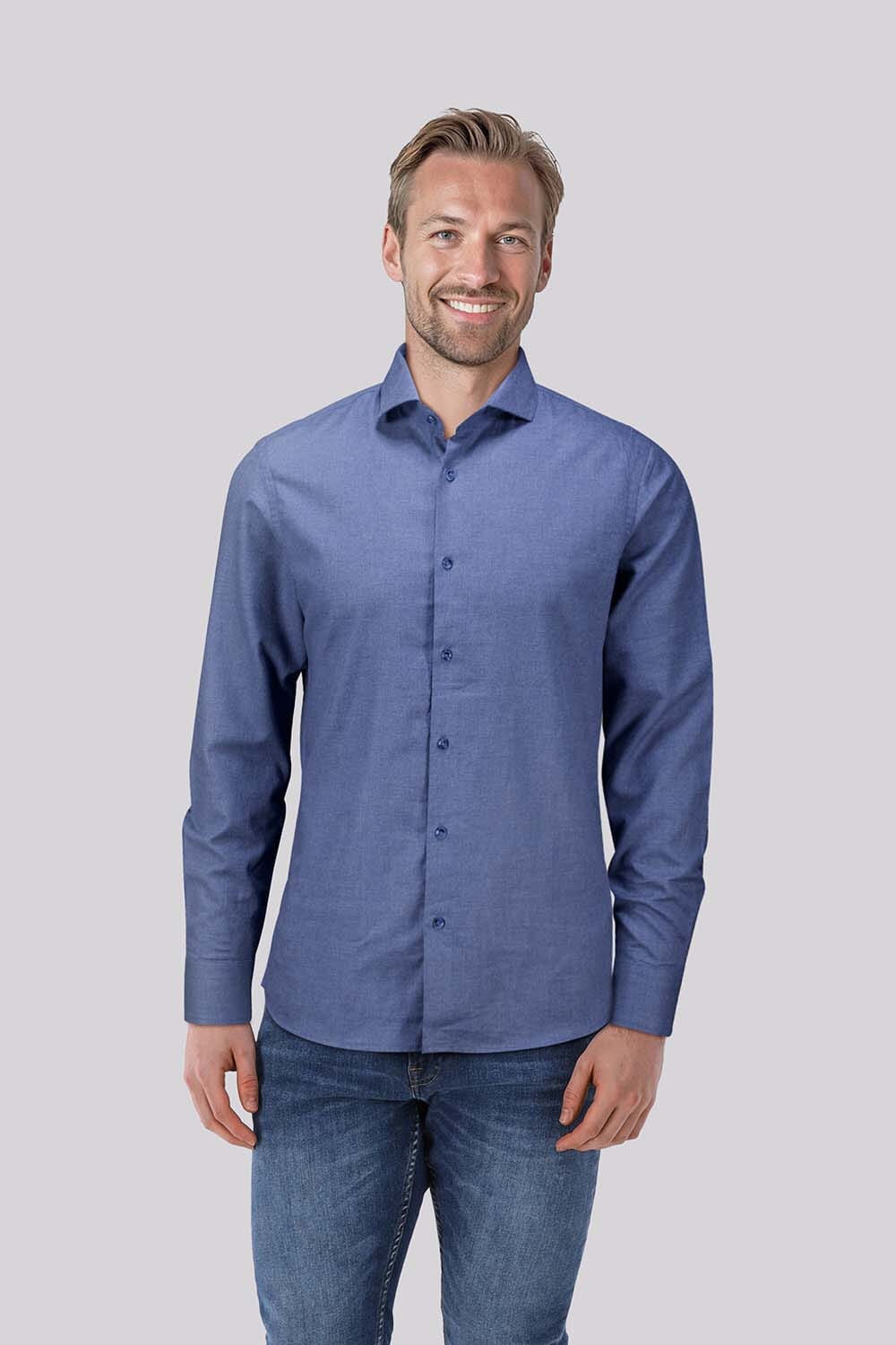 Bomont Overhemd Brushed Twill Blauw