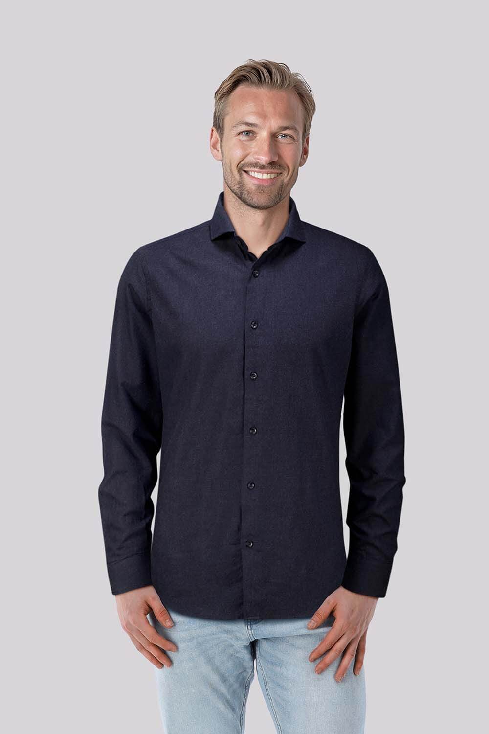 Bomont Overhemd Brushed Twill Blauw