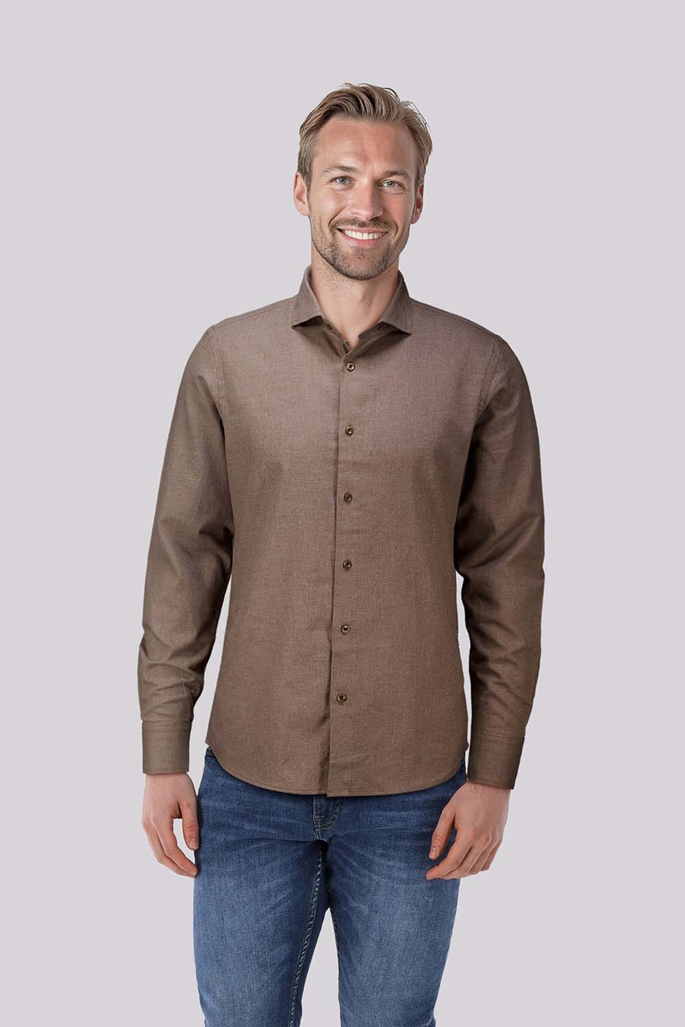 Bomont Overhemd Brushed Twill Kakhi