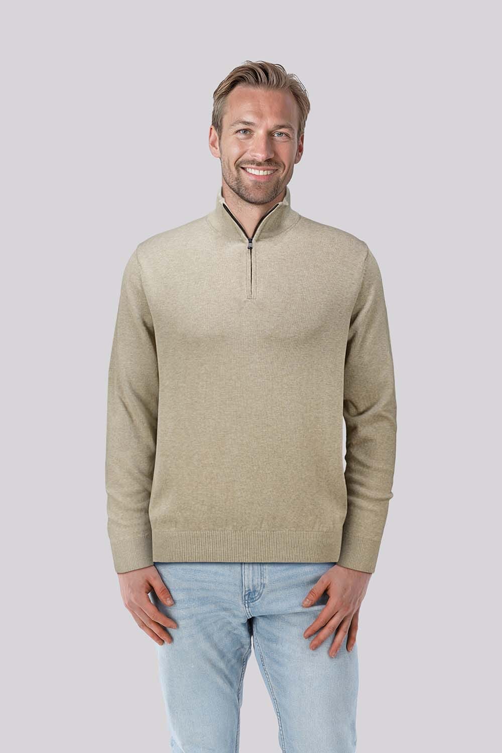 Bomont Half-zip Trui Kakhi
