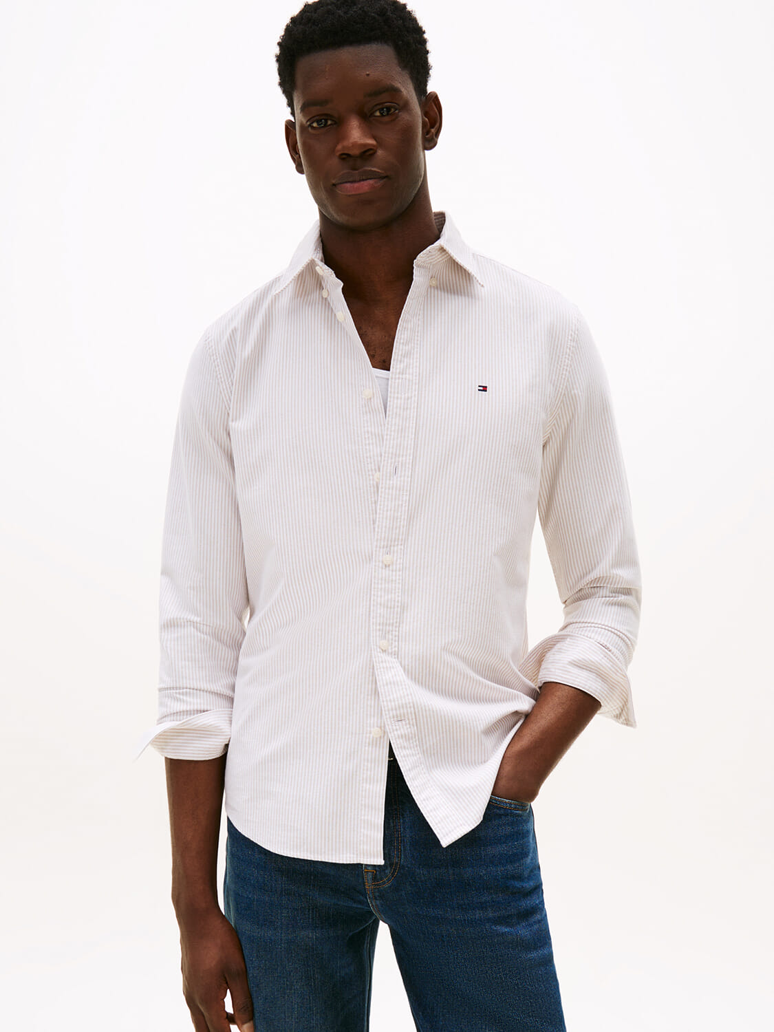 Tommy Hilfiger Overhemd Heritage Oxford Stripe Wit
