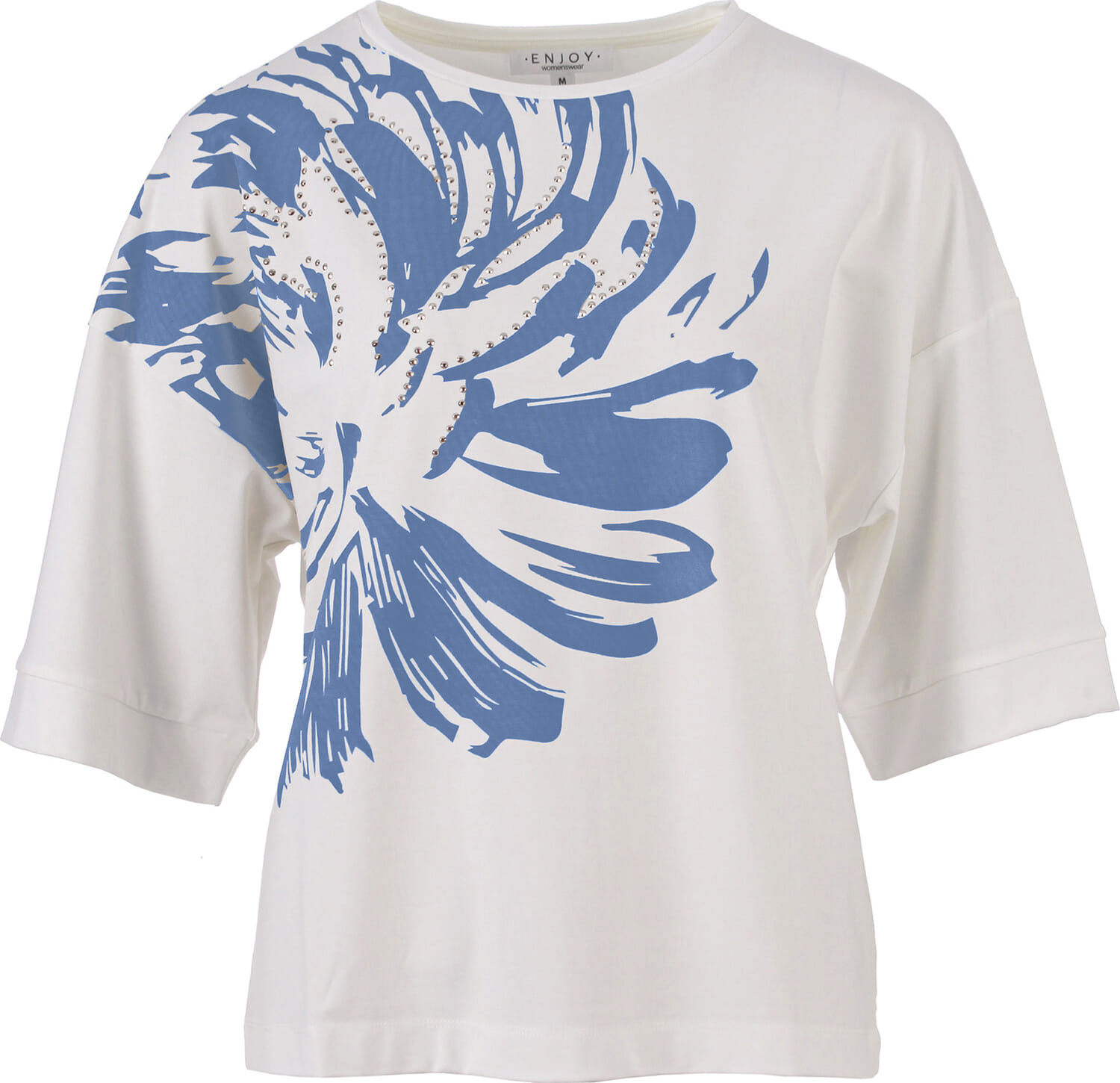 Enjoy T shirt bloem print Wit