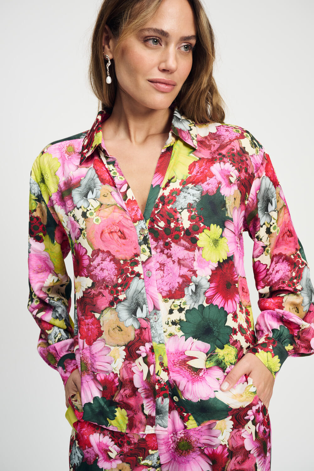 Pom Amsterdam Blouse Satin Love Bouquet Off White