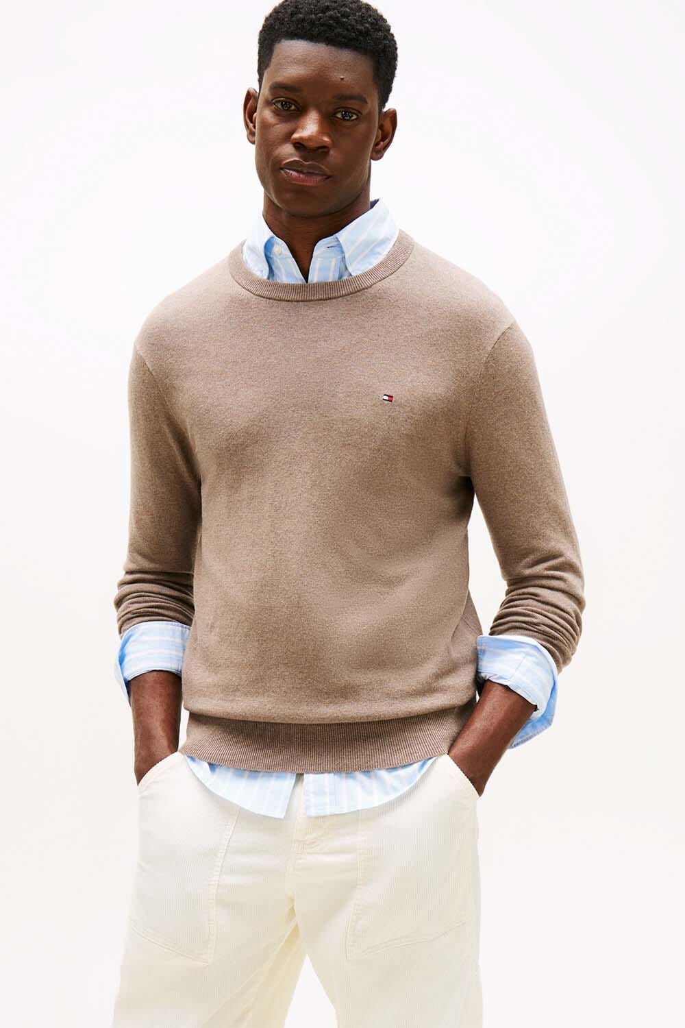 Tommy Hilfiger Gebreide Trui Pima Bruin
