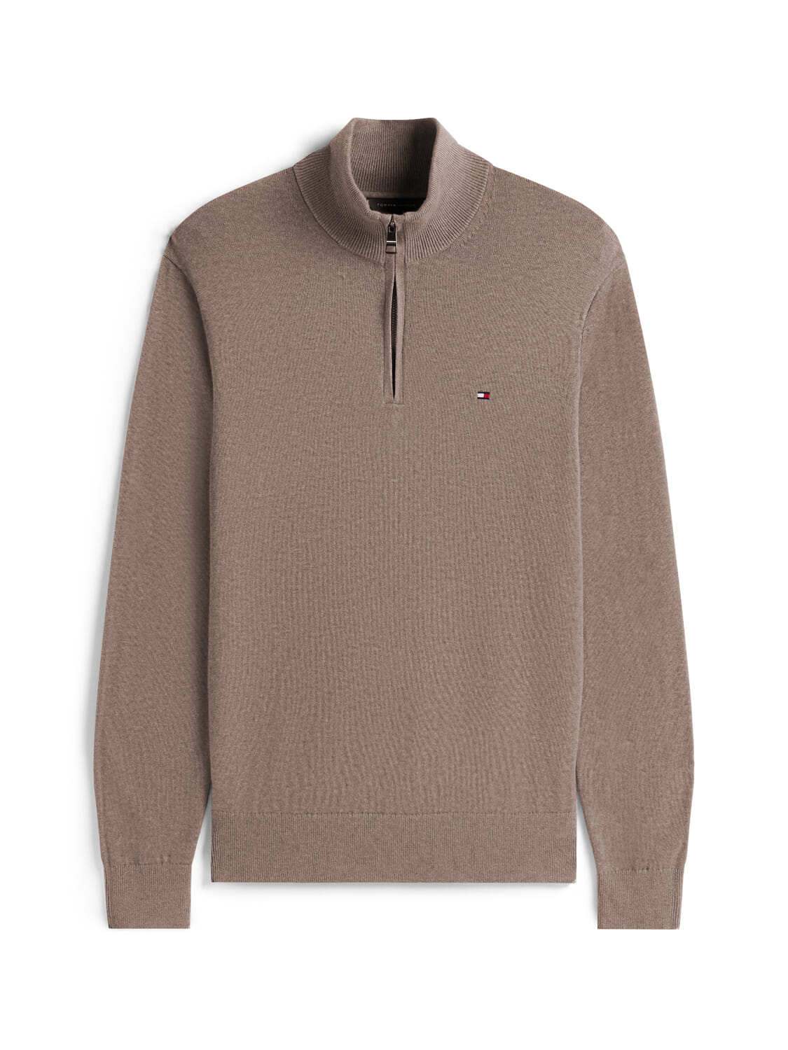 Tommy Hilfiger Gebreide Zip-Trui Pima  Taupe