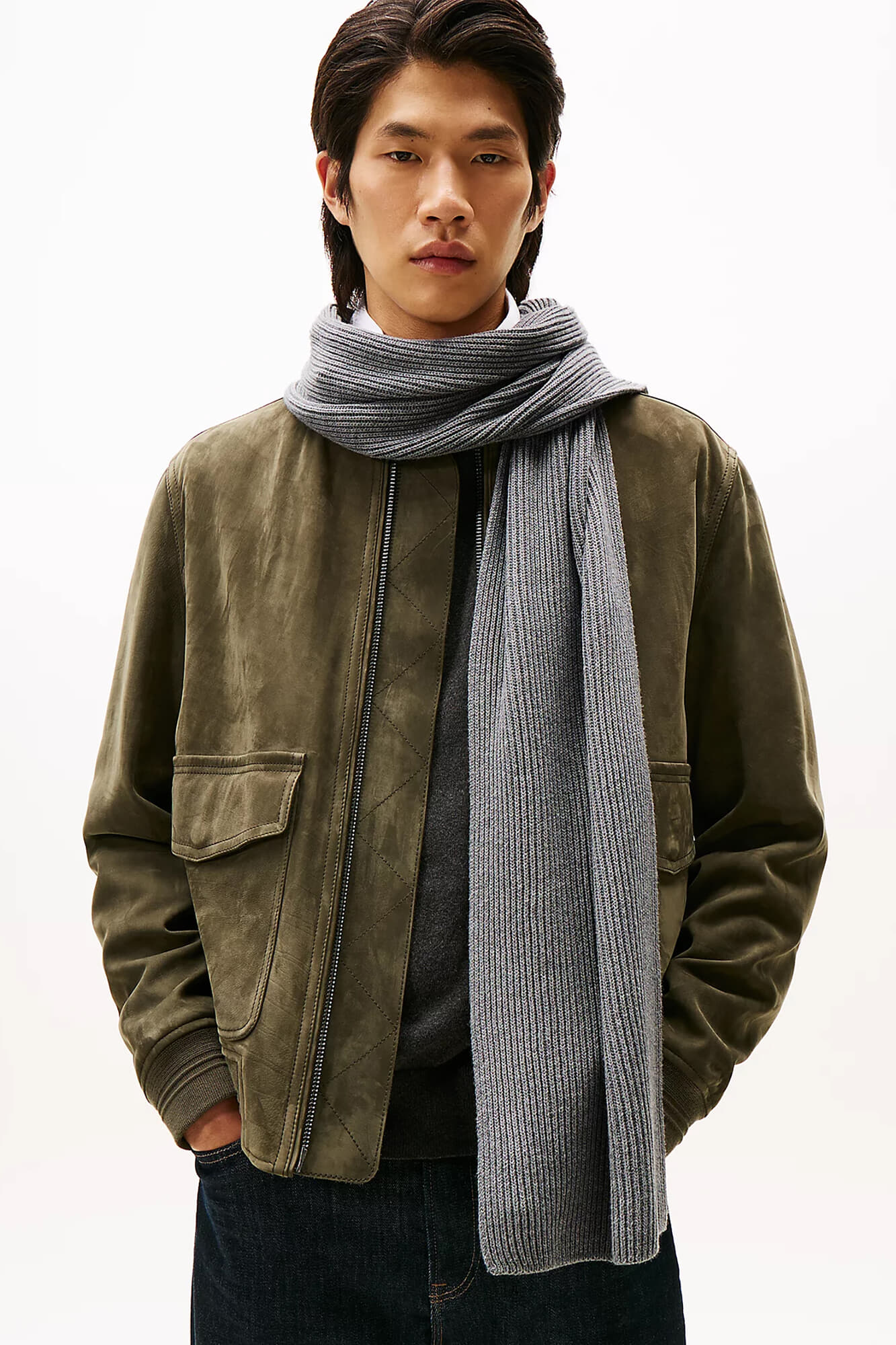Tommy Hilfiger th flag pima cotton cash scarf Grijs