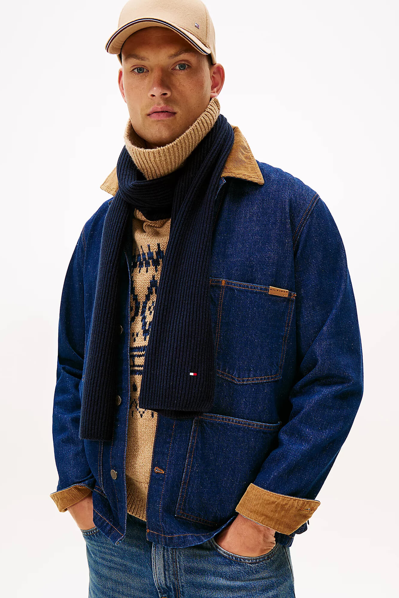 Tommy Hilfiger th flag pima cotton cash scarf Navy